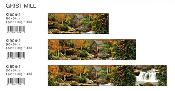 DIMEX | Fototapeta do kuchyne Mlyn KI-350-042 | 350 x 60 cm | zelená, oranžová, hnedá