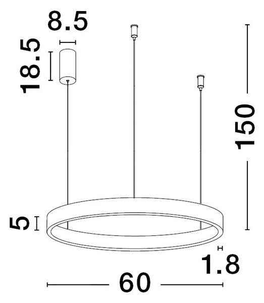 LED luster Elowen 60 strieborná – Sivá