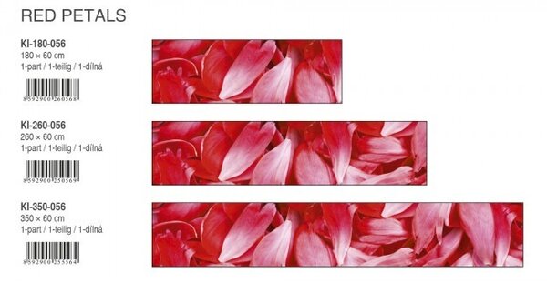 DIMEX | Fototapeta do kuchyne Červené okvetné lístky KI-350-056 | 350 x 60 cm | červená