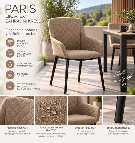 Doppler PARIS LIKA-TEX® záhradné kreslo mocca Doppler