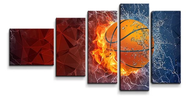 Sablio Obraz - 5-dílný Basketbalová lopta - 100x60 cm