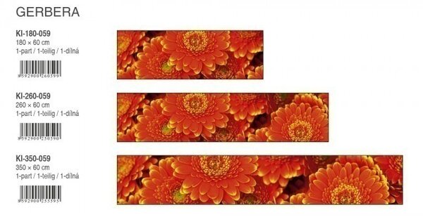 DIMEX | Fototapeta do kuchyne Gerbery KI-260-059 | 260 x 60 cm | červená, oranžová