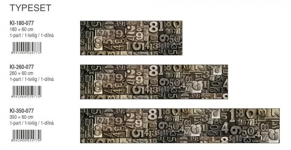 DIMEX | Fototapeta do kuchyne Číslice KI-350-077 | 350 x 60 cm | béžová, čierna, šedá