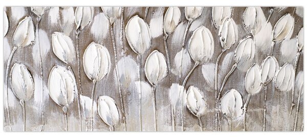 Obraz - Štruktúrované tulipány (120x50 cm)