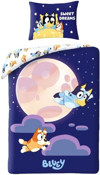 Bavlnené posteľné obliečky Bluey - motív Sweet Dreams - 100% bavlna - 70x90 cm + 140x200 cm