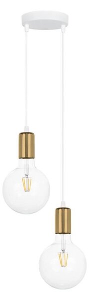 Luster na lanku MIROS 2xE27/60W/230V guľatý biela/zlatá