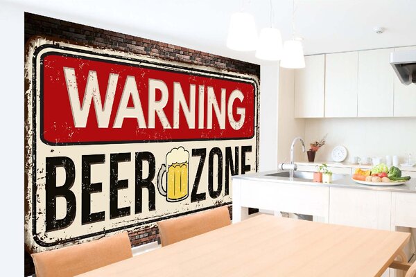 DIMEX | Vliesové fototapety na stenu Ceduľa - Pivo MS-5-2066 | 375 x 250 cm | červená, čierna, žltá