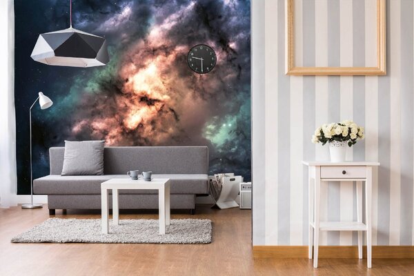 DIMEX | Vliesové fototapety na stenu Temný vesmír MS-5-2322 | 375 x 250 cm | modrá, čierna, oranžová, šedá