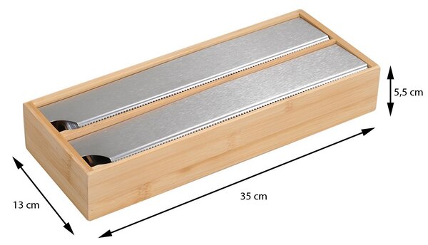 Drevený organizér na fólie s rezačkou Double, 35x13x5,5 cm