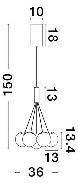 Rustikálny luster Nuvole 36 čierne – LED