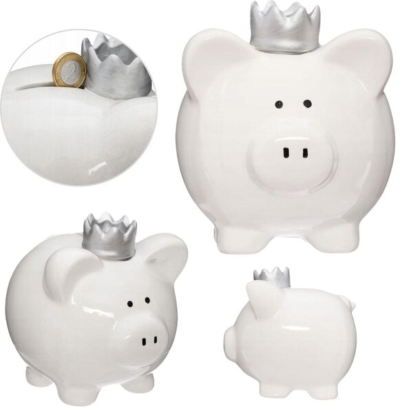 Keramická pokladnička White Queen Pig 14,5x16x14,5 cm