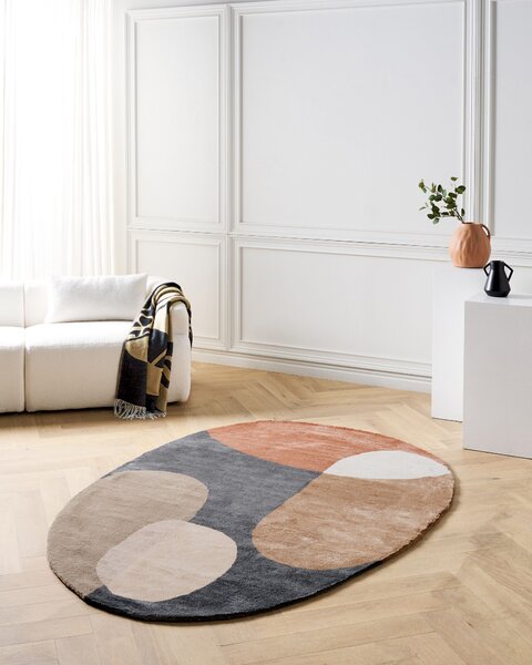 Koberec viacfarebný viskóza a vlna oválny tvar 160 x 230 cm moderný glamour štýl