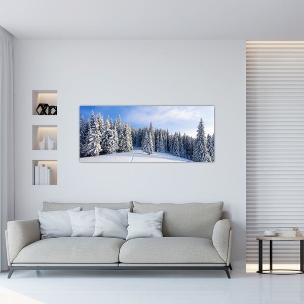 Obraz - Zima v lesoch (120x50 cm)