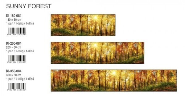 DIMEX | Fototapeta do kuchyne Slnečný les KI-350-084 | 350 x 60 cm | zelená, žltá, oranžová
