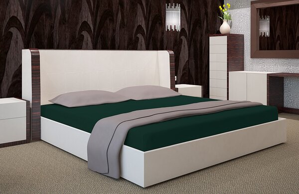 Dekorstudio Prestieradlo Jersey s gumičkou tmavozelené PRZJ43 Rozmer plachty: 180x200cm