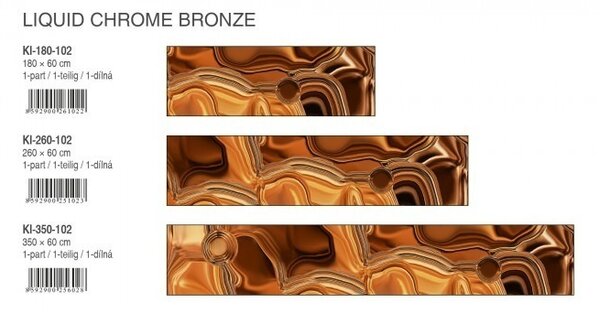 DIMEX | Fototapeta do kuchyne Tekutý chróm bronzový KI-260-102 | 260 x 60 cm | metalická, hnedá