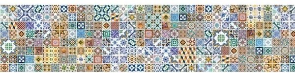 DIMEX | Fototapeta do kuchyne Portugalské obkladačky KI-260-097 | 260 x 60 cm | viacfarebná