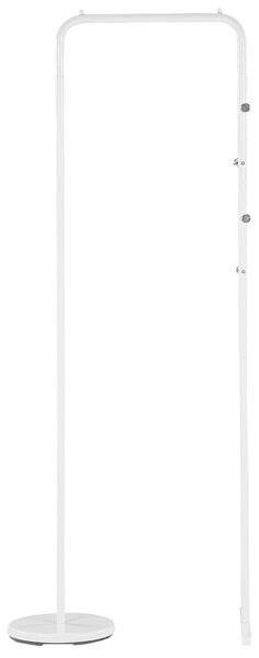 Vešiak na oblečenie biely kovový 175 x 50 cm voľne stojaci vešiak s háčikmi na zavesenie