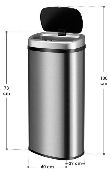 Automatický bezdotykový odpadkový kôš 70 l – strieborný