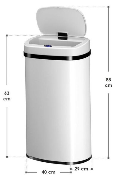 Automatický bezdotykový odpadkový kôš 60 l – biely