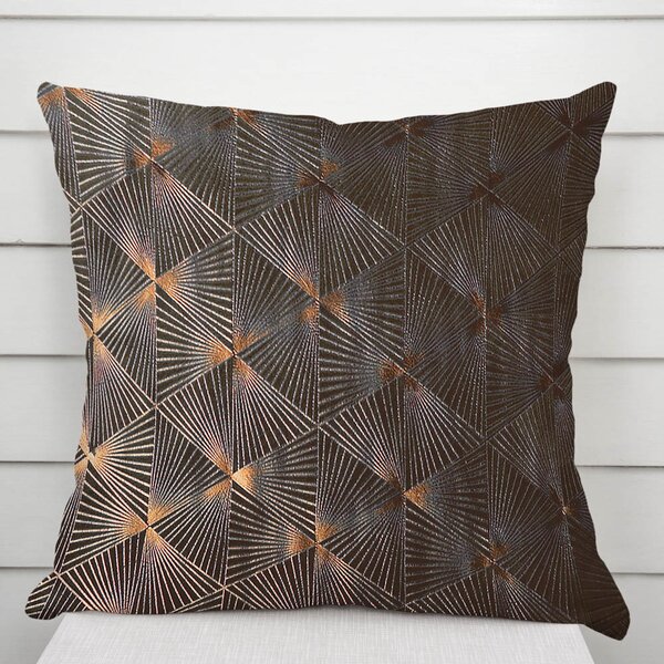 Biante Zamatová obliečka na vankúš Isabela IBL-012 Rose Gold trojuholníky na hnedom 30 x 50 cm