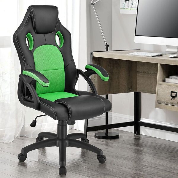 Ergonomická kancelárska stolička, čierna/zelená