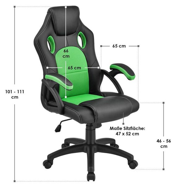 Ergonomická kancelárska stolička, čierna/zelená