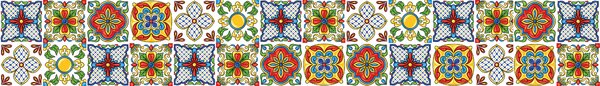 DIMEX | Fototapeta do kuchyne Mexické keramické kachličky KI-420-240 | 420 x 60 cm | viacfarebná, biela