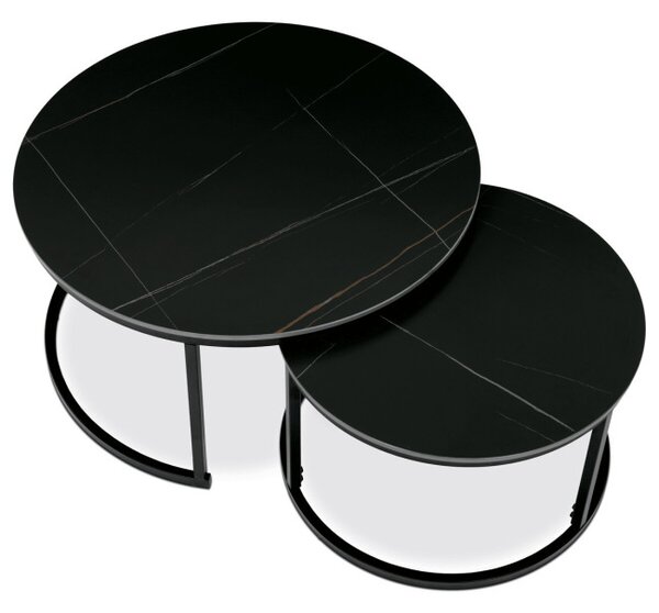 Set dvoch konferenčných stolíkov AHG-404 BK mramor