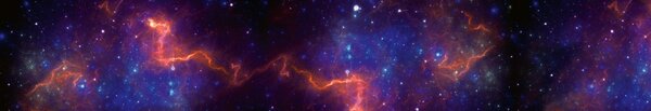 DIMEX | Fototapeta do kuchyne Farebná galaxia KI-350-236 | 350 x 60 cm | modrá, fialová, čierna, oranžová