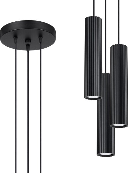 Sollux SL.1576 - Luster na lanku KARBON 3xGU10/10W/230V čierna