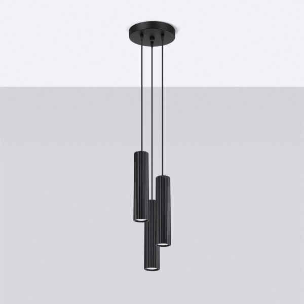 Sollux SL.1576 - Luster na lanku KARBON 3xGU10/10W/230V čierna