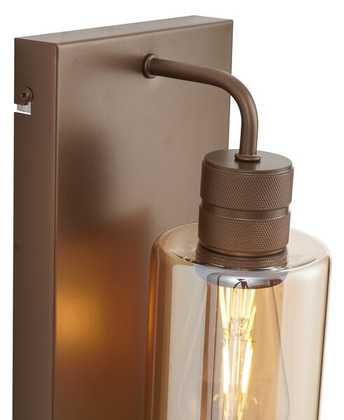 Hotelová elegantná nástenná lampa tmavý bronz s jantárovým sklom - Stavelot