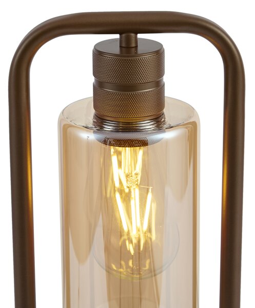 Stolná lampa Hotel Chic tmavý bronz s jantárovým sklom - Stavelot