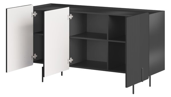 Komoda Malmi 150 cm trojdverová - čierny mat / čierne nohy