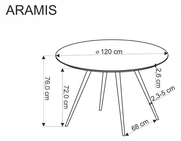 Halmar ARAMIS jedálenský stôl okrúhly, MDF+laminat, farba lastryko/biela