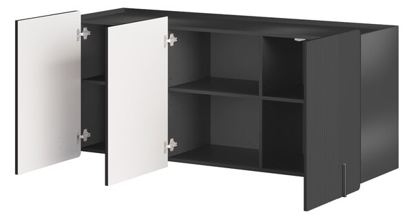 Závesná komoda Malmi 150 cm trojdverová - čierny mat / čierna