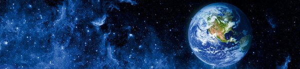 DIMEX | Fototapeta do kuchyne Pohľad na Zem KI-260-233 | 260 x 60 cm | modrá, zelená, biela