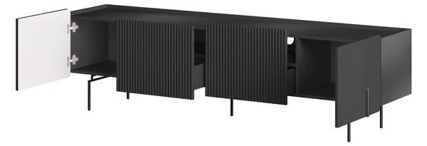 TV stolík Malmi 200 cm - čierny mat / čierna