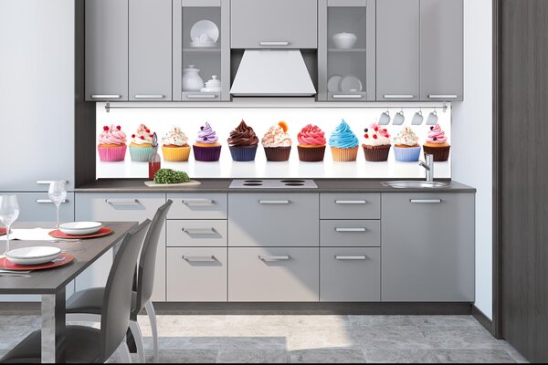 DIMEX | Fototapeta do kuchyne Cupcaky KI-260-232 | 260 x 60 cm | viacfarebná