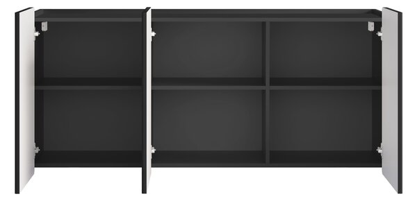 Závesná komoda Malmi 150 cm trojdverová - čierny mat / čierna