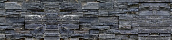 DIMEX | Fototapeta do kuchyne Bridlicový kamenný múr KI-260-248 | 260 x 60 cm | šedá, čierna