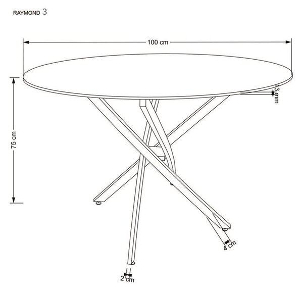 Halmar RAYMOND 3 jedálenský stôl okrúhly, 100/73cm, biely mramor/nohy strieborné