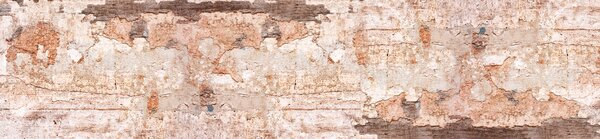 DIMEX | Fototapeta do kuchyne Fragment steny s trhlinami KI-260-265 | 260 x 60 cm | biela, šedá, hnedá