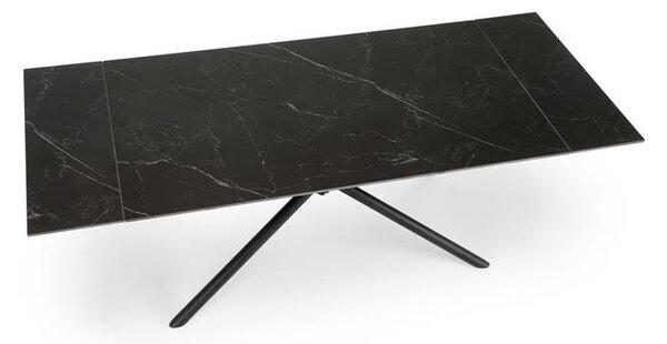 Halmar VITORINO jedálenský stôl 160-220/90/75/125cm, mramor/oceľ, čierna/čierna