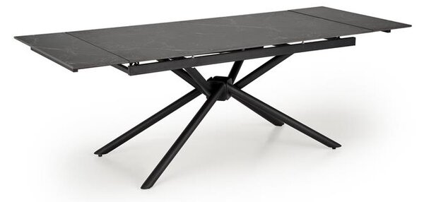 Halmar VITORINO jedálenský stôl 160-220/90/75/125cm, mramor/oceľ, čierna/čierna
