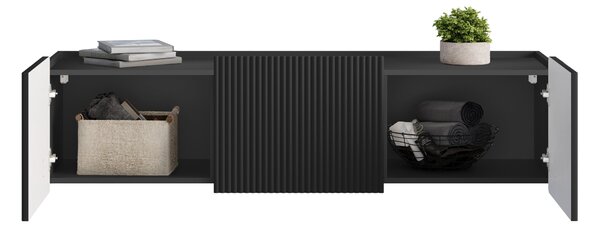 Závesný TV stolík Malmi 150 cm - čierny mat / čierna
