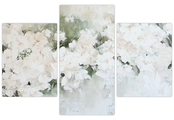 Obraz - Abstrakcia bielych kvetov (90x60 cm)