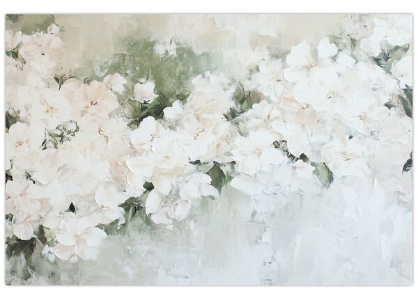 Obraz - Abstrakcia bielych kvetov (90x60 cm)