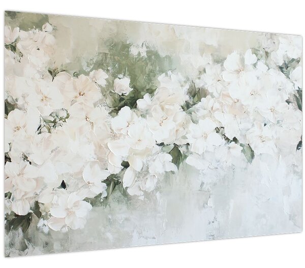 Obraz - Abstrakcia bielych kvetov (90x60 cm)